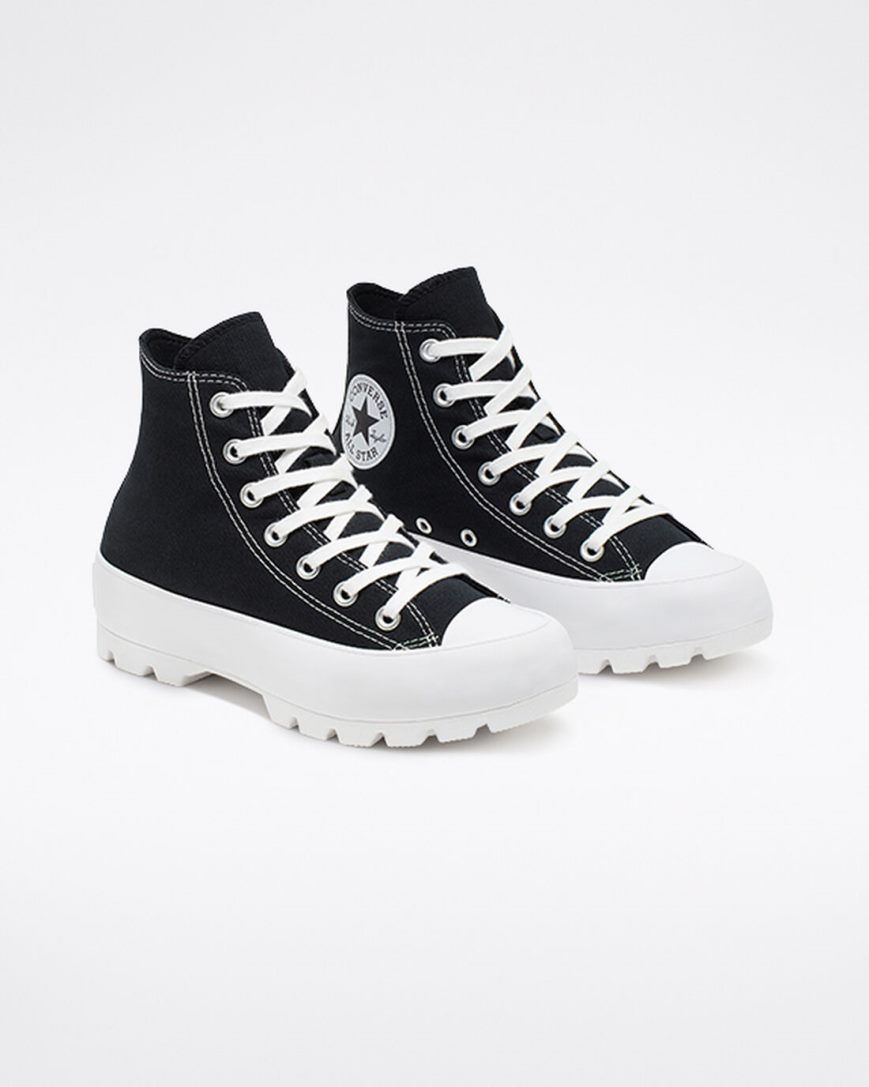 Tenisi Inalti Dama Converse Chuck Taylor All Star Lugged Negrii Albi Negrii | RO IOHFE913